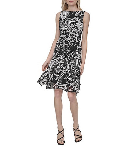 DKNY by Donna Karan Sleeveless Ruffle Hem Shift Dress