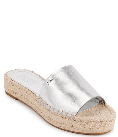 DKNY Camillo Leather Espadrille Platform Slides