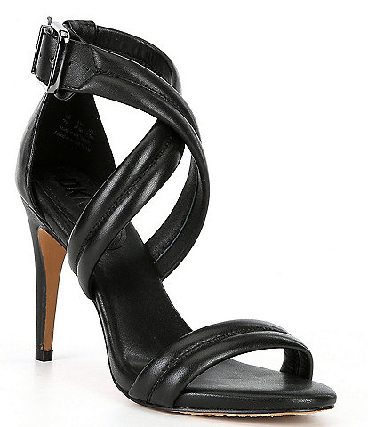 DKNY Candra Puffy Leather Ankle Strap Dress Sandals