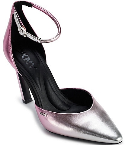 DKNY Cillian Metallic Leather Ankle Strap Ombre Pumps