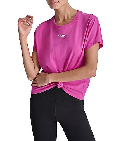 DKNY Crew Neckline Short Sleeve Knot Front Tee Shirt