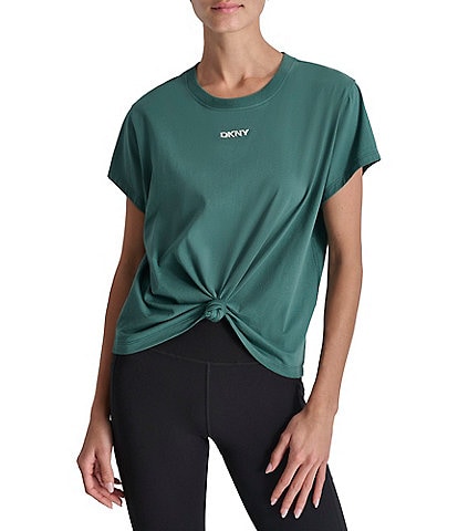 DKNY Crew Neckline Short Sleeve Knot Front Tee Shirt