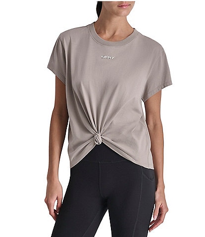 DKNY Crew Neckline Short Sleeve Knot Front Tee Shirt