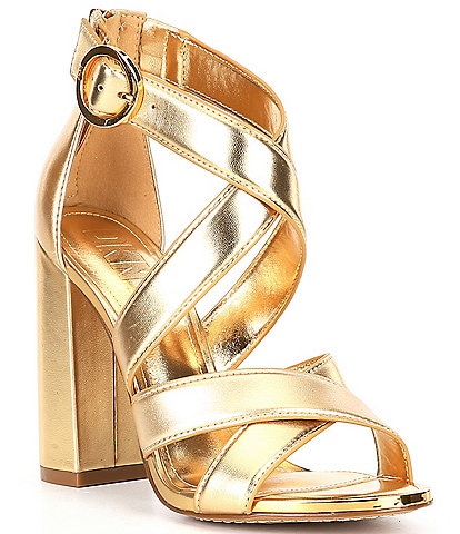 DKNY Emelen Metallic Leather Strappy Dress Sandals