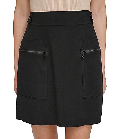 DKNY Frosted Twill Zip Cargo Pocket Mini Skirt