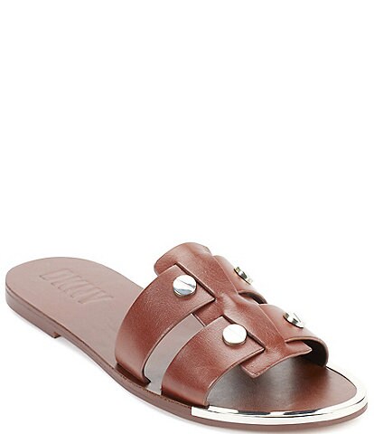 DKNY Glynn Studded Leather Flat Slides