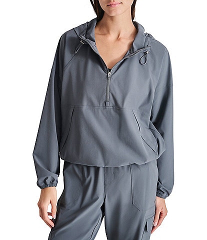 DKNY Half Zip Hooded Long Sleeve Pullover