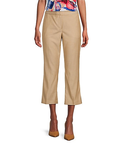DKNY Heathered Twill Flat Front Cropped Flare Coordinating Pants