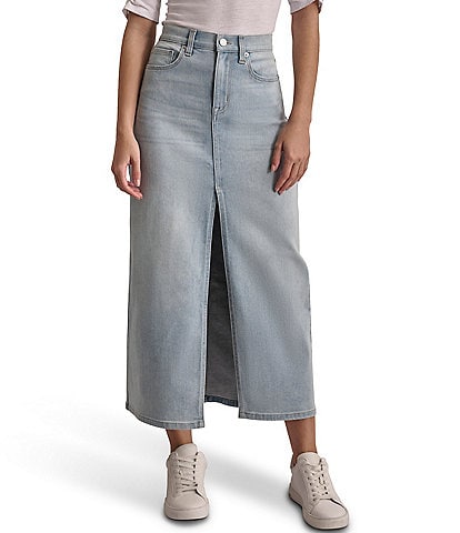 DKNY Jeans Denim High Rise Maxi Skirt