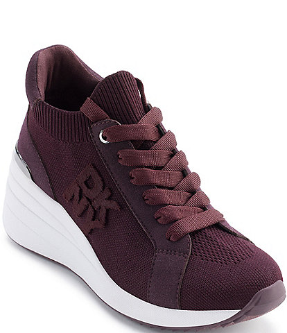 DKNY Kasia Fabric Wedge Lace Up Sneakers