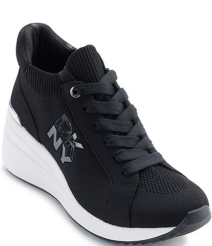 DKNY Kasia Fabric Wedge Lace Up Sneakers