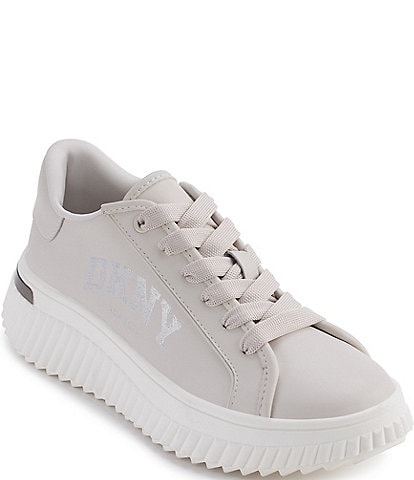 DKNY Larissa Leather Platform Lace Up Sneakers