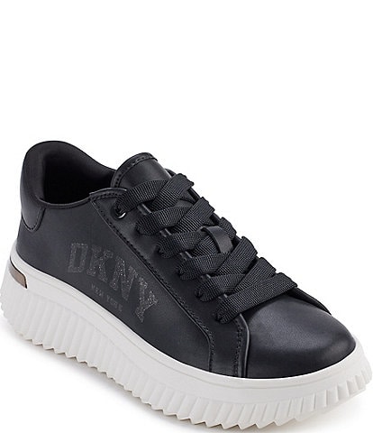 DKNY Larissa Leather Platform Lace Up Sneakers