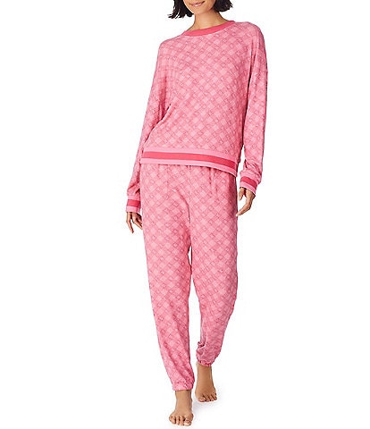 DKNY Long Sleeve & Jogger Knit DKNY Checkered Print Pajama Set