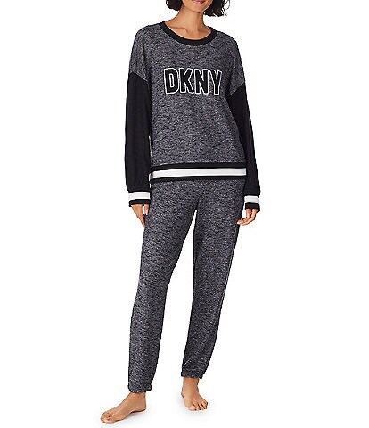 DKNY Long Sleeve & Jogger Knit Pajama Set