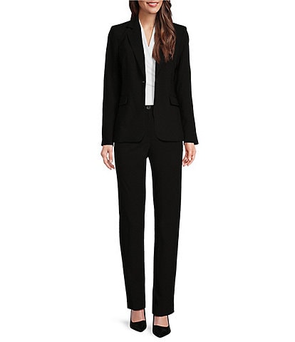 DKNY Long Sleeve 1-Button Blazer & Coordinating Slim Ankle Trousers