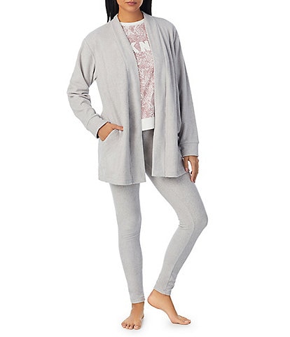 DKNY Long Sleeve Fleece Layered Cardigan & Legging Set