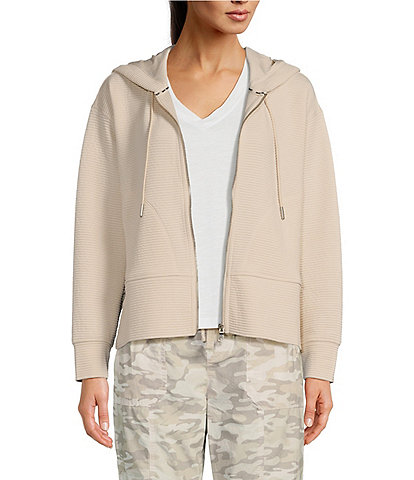 DKNY Long Sleeve Zip Front Side Zip Detail Hoodie