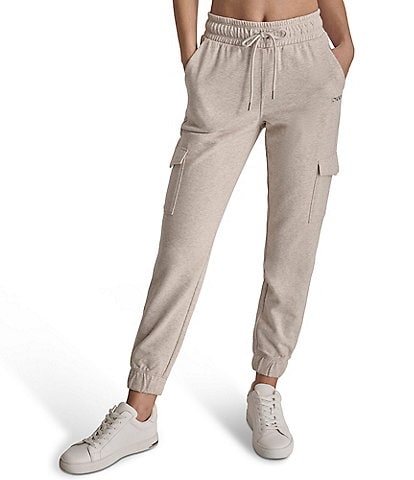 DKNY by Donna Karan Metallic Bubble Logo Slim Fit Cargo Pull-On Joggers