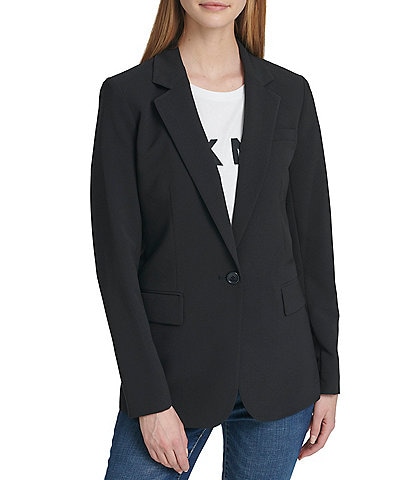 DKNY Notch Lapel Long Sleeve Woven Blazer Jacket