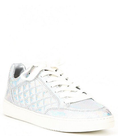 DKNY Oriel Quilted Metallic Leather Lace-Up Sneakers