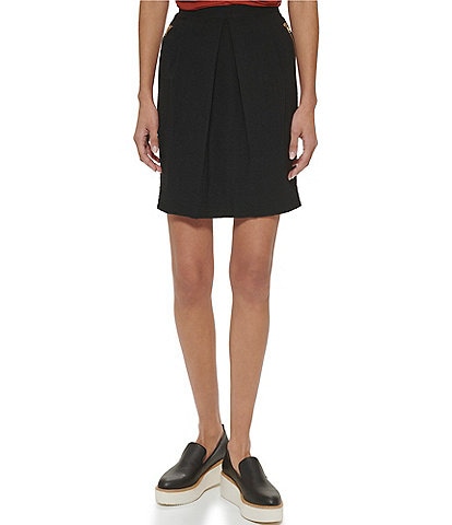 DKNY Pleated Front Crinkled Pencil Skirt