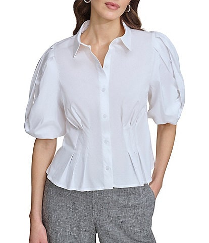 DKNY Puff Sleeve Button Up Shirt