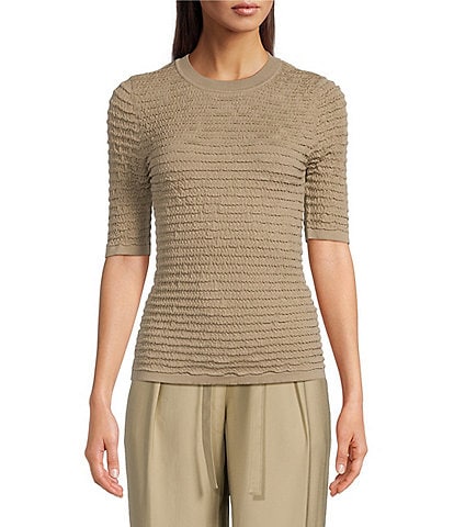 DKNY Ruched Crew Neck Short Sleeve Top