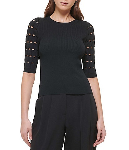 DKNY Short Cut-Out Sleeve Detail Top