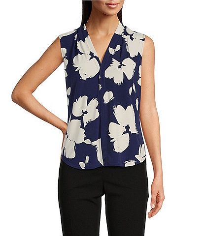 DKNY Sleeveless V-Neck Floral Cami Top