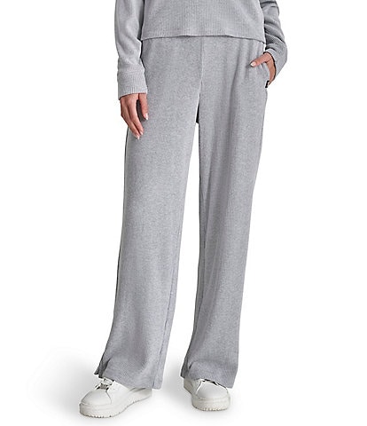 DKNY Sport Brushed Rib Knit Relaxed Straight Leg Pants