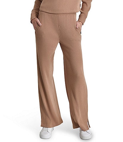 DKNY Sport Brushed Rib Knit Relaxed Straight Leg Pants