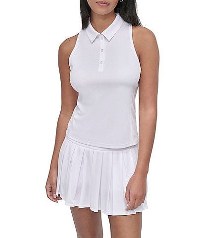 DKNY Sport by Donna Karan Court Pique Collared Neckline Sleeveless Racerback Polo Tank