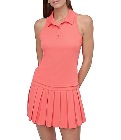 DKNY Sport by Donna Karan Court Pique Collared Neckline Sleeveless Racerback Polo Tank