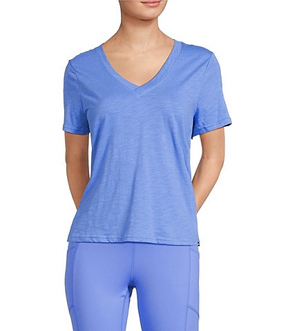 DKNY Sport by Donna Karen V-Neck Short Sleeve Slub Tee