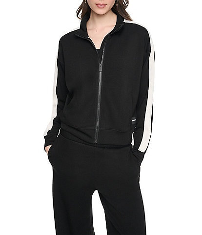 DKNY Sport Donna Karan Coordinating Side Stripe Full Zip Scuba Jacket