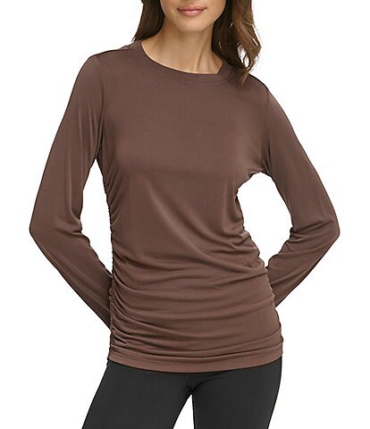 DKNY Sport Highline Jersey Long Sleeve Ruched Top