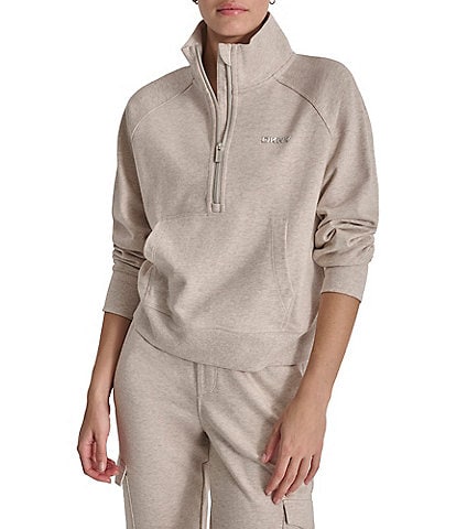 DKNY Sport Metallic Bubble Logo Half Zip Stand Collar Pullover