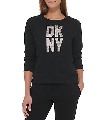 DKNY Sport Stacked Camo Sparkle Logo Pullover