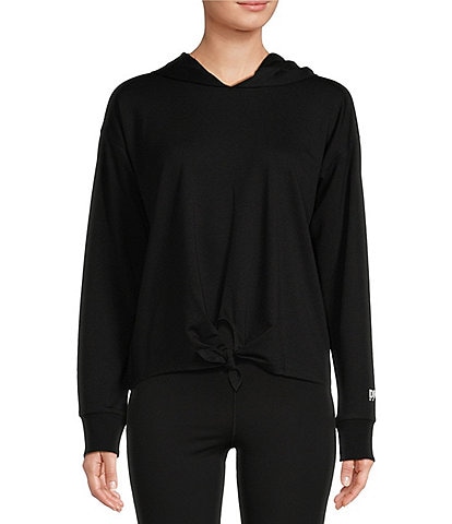 DKNY Sport Yoga Terry Tie Front Cropped Long Sleeve Hoodie