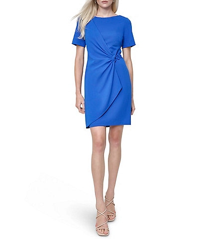 DKNY by Donna Karan Stretch Crepe Boat Neckline Short Sleeve Dress