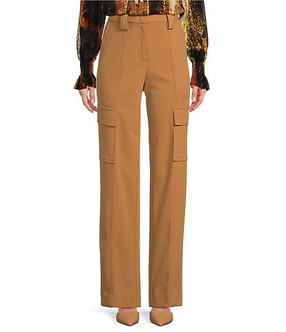 DKNY Stretch Crepe Straight Leg Cargo Pants