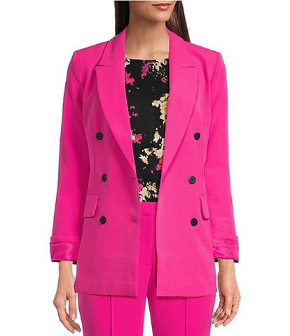 DKNY Stretch Twill Long Sleeve Double Breasted Coordinating Blazer