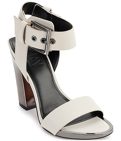 DKNY Terah Leather Ankle Strap Buckle Strap Dress Sandals