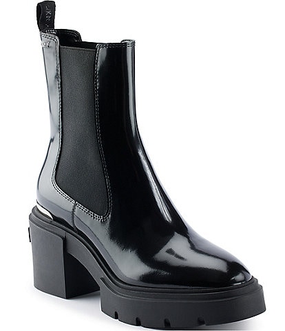 DKNY Thana Patent Leather Platform Booties