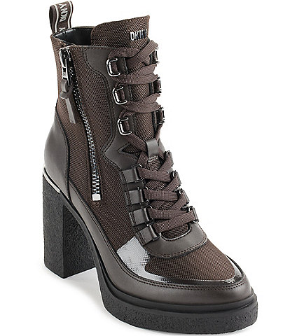 DKNY Toia Leather Lace-Up Platform Booties