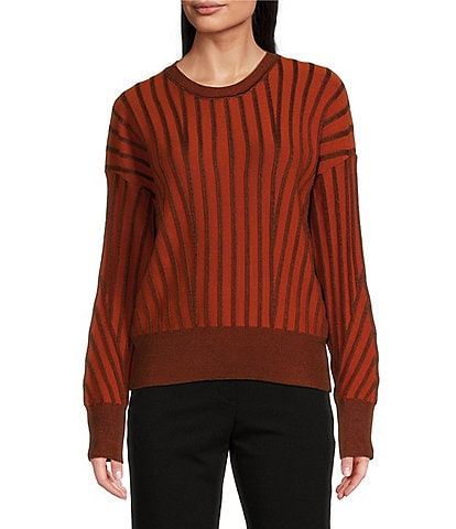 DKNY  by Donna Karan Transfer Stitch Crew Neck Long Sleeve Sweater