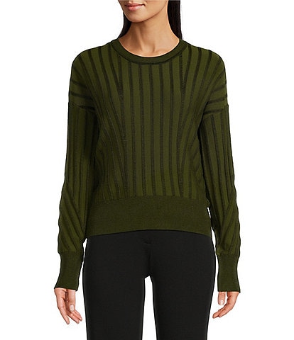 DKNY Transfer Stitch Crew Neck Long Sleeve Sweater