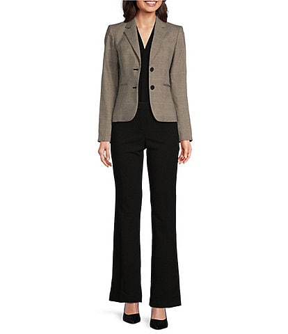 DKNY Twill Plaid Notch Lapel 2-Button Blazer & Coordinating Modern Fit Flat Front Straight Leg Pant