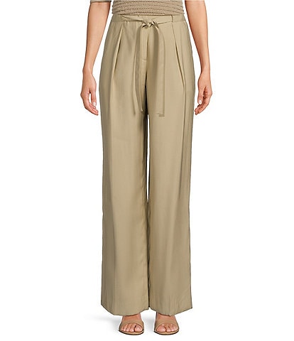 DKNY Twill Tie Front Pleated Trouser